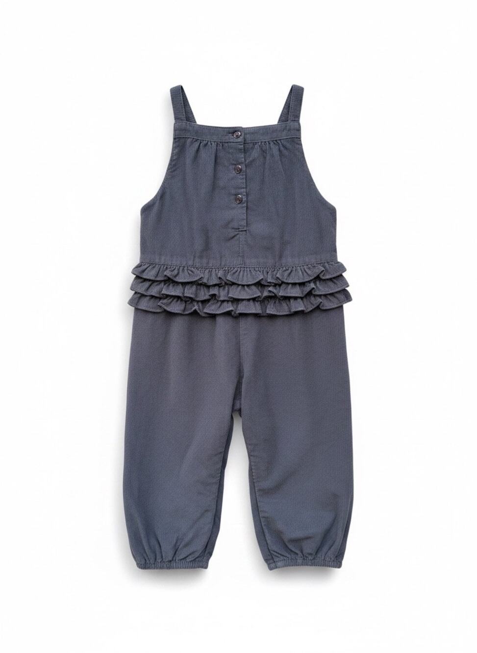 The Little White Company Corduroy Ruffled Jumpsuit, Baby Size 18-24mo, Gray